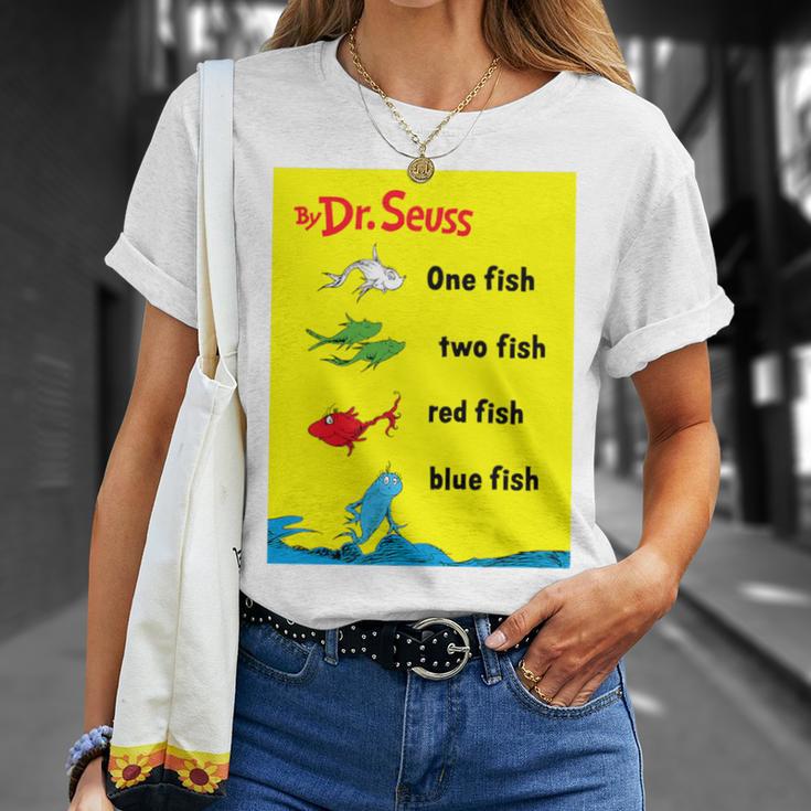 Dr Seuss One Fish Two Fish Book Cover Premium Tri-Blend T-Shirt Gifts for Her