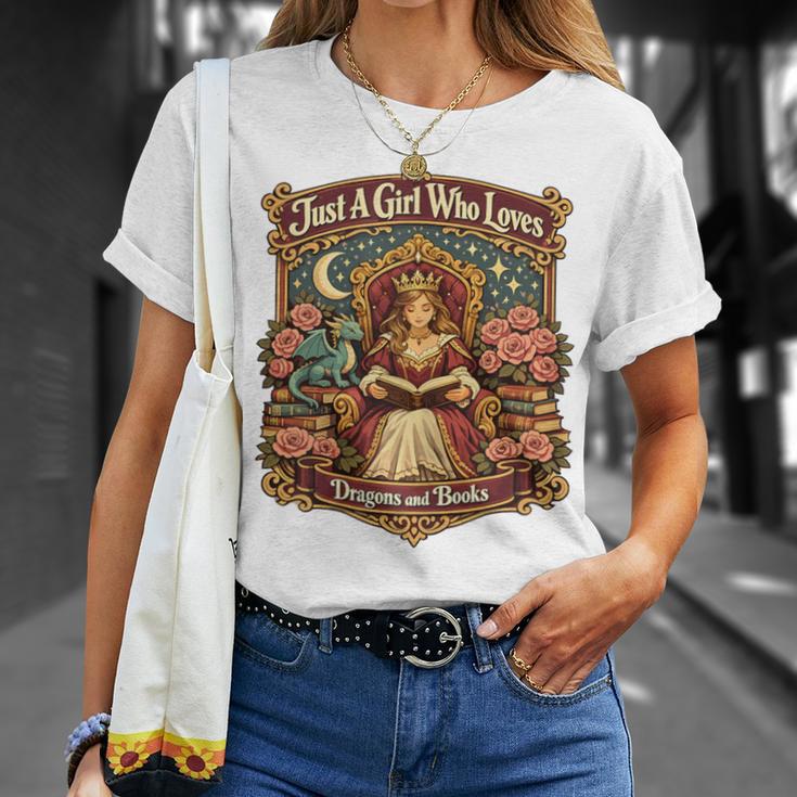 Dragon Reading Book Outfit Girls Dress Fantasy Reader T-Shirt Gifts for Her