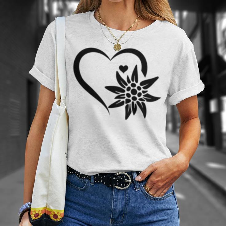 Edelweiss フラワーマウンテン Edelweiß フラワーハート Edelweiß 長袖tシャツ Tシャツ 彼女への贈り物
