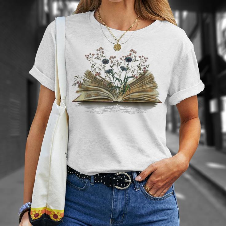 Floral Book Reading Books Flowers Growing From Book T-Shirt Gifts for Her