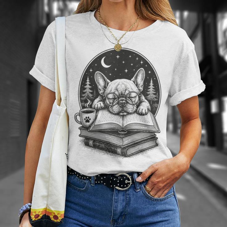 French Bulldog Reading Book Coffee Sky Glasses T-Shirt Gifts for Her French Bulldog Reading Book Coffee Sky Glasses T-Shirt Gifts for Her
