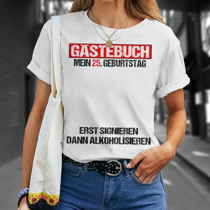 Guest Book 25th Birthday Man Woman 25th Birthday Decoration T-Shirt Gifts for Her Guest Book 25th Birthday Man Woman 25th Birthday Decoration T-Shirt Gifts for Her