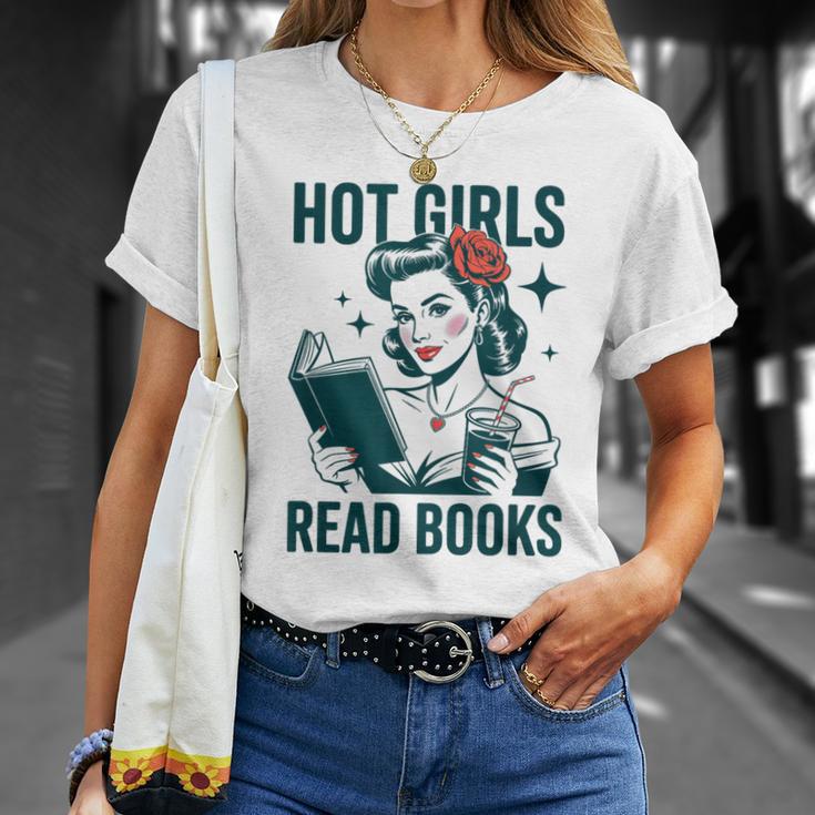 Hot Girls Read Books Bookworm Librarian Humor T-Shirt Gifts for Her