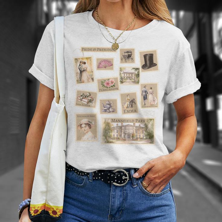 Jane Austen Book Classic Literature Stamp Collage Premium Tri-Blend T-Shirt Gifts for Her