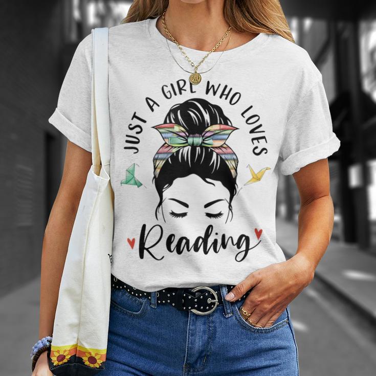 Just A Girl Who Loves Reading Hair Bun For Book Lover T-Shirt Gifts for Her