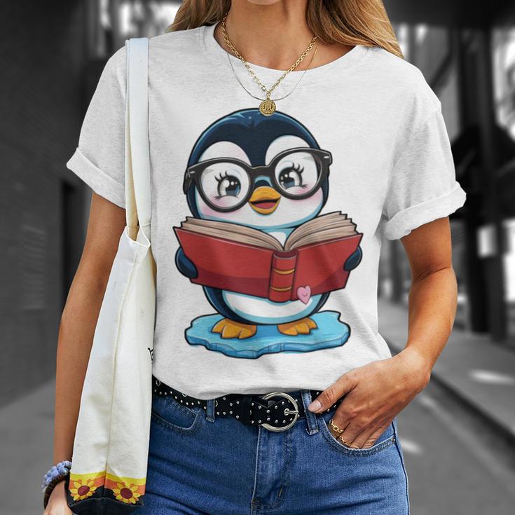 Kawaii Penguin In Cartoon Style With Book And Glasses T-Shirt Gifts for Her Kawaii Penguin In Cartoon Style With Book And Glasses T-Shirt Gifts for Her