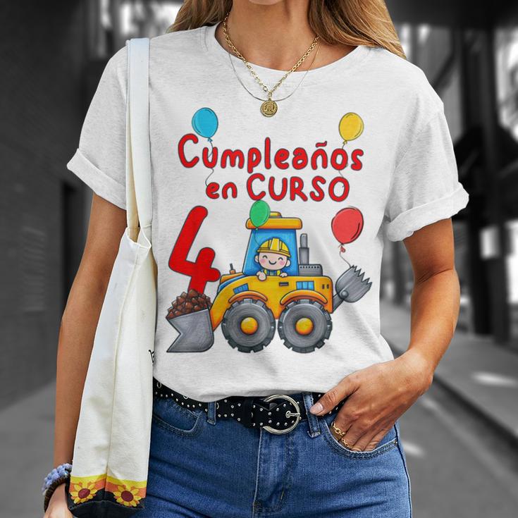 Niño 4 Años Con Tractor Excavadora Cumpleaños Camiseta unisex Regalos para ella