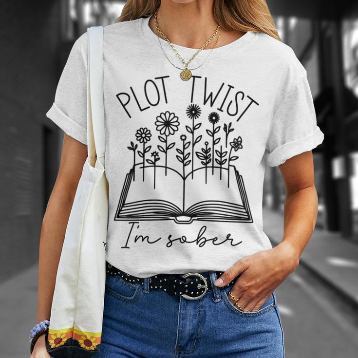 Plot Twist I'm Sober Women's Sobriety Book Reading Literary Performance T-Shirt Gifts for Her