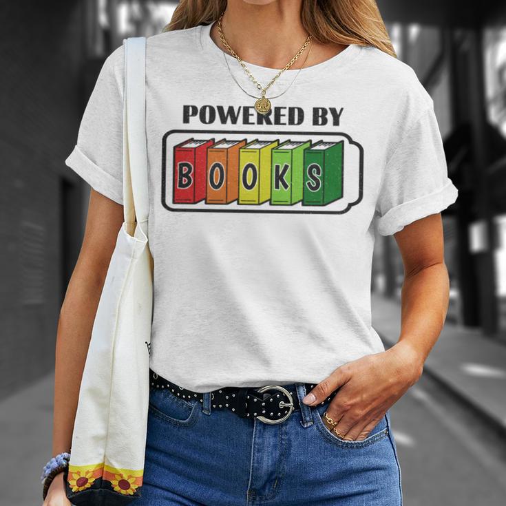 Powered By Books Bookworm Librarian Reading T-Shirt Gifts for Her