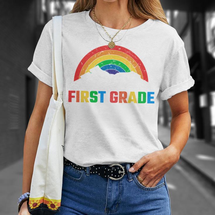 Rainbow Colors First Grade Squad Reading Book Graphic T-Shirt Gifts for Her