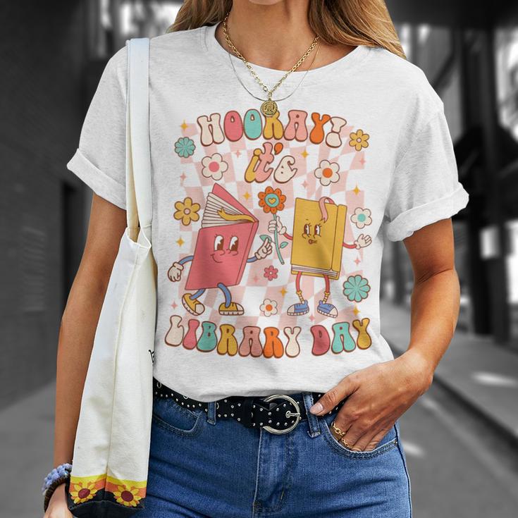 Reading Book Lover School Librarian Hooray It's Library Day T-Shirt Gifts for Her Reading Book Lover School Librarian Hooray It's Library Day T-Shirt Gifts for Her