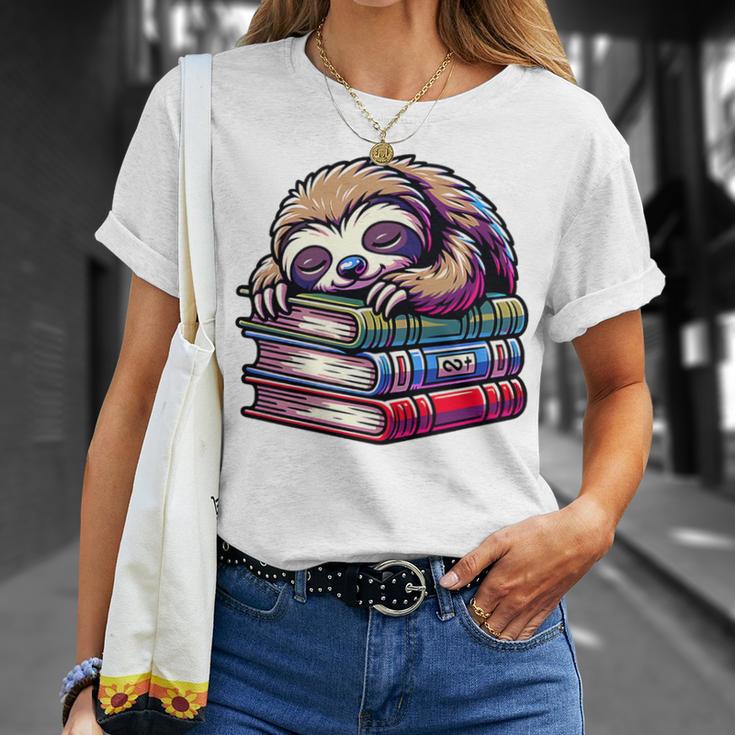 Reading Muffler Sloth On Stack Of Books Premium Tri-Blend T-Shirt Gifts for Her