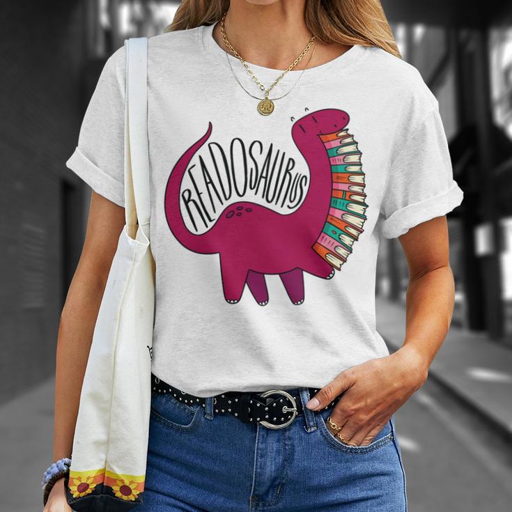 Readosaurus Reading Dinosaur Book Lover Library Studying T-Shirt Gifts for Her