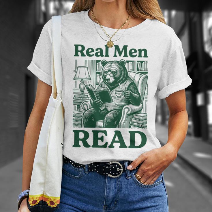 Real Men Read Cute Bear Tea Book Lover Men Boys Reading Premium Tri-Blend T-Shirt Gifts for Her