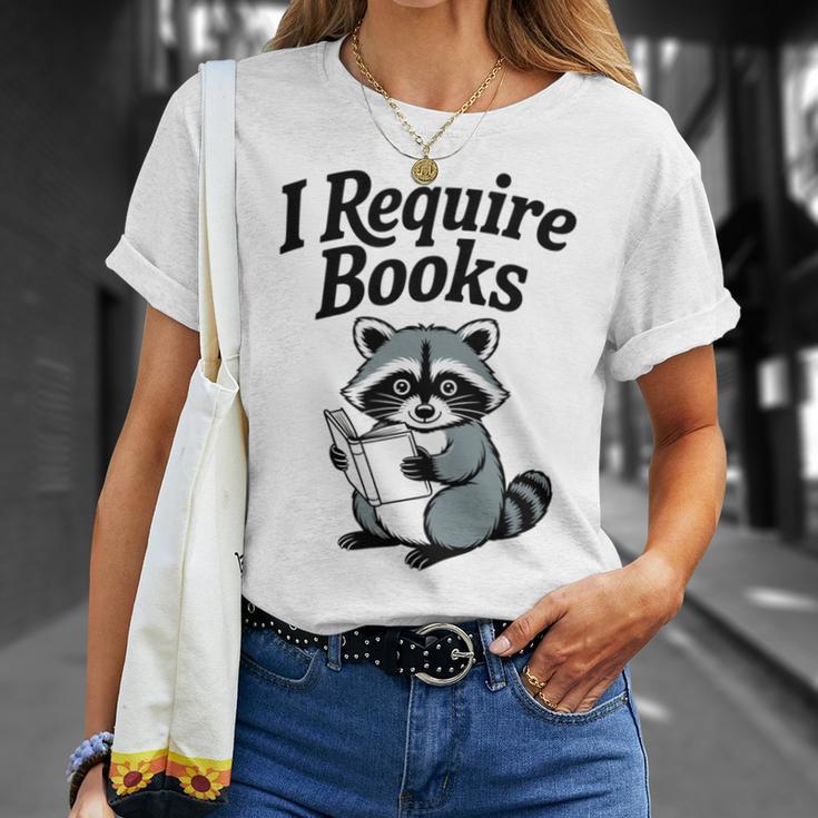I Require Books Raccoon Reading For Book Lovers T-Shirt Gifts for Her