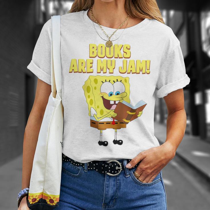 SpongeBob Loves Reading Books Are My Jam Raglan Baseball Tee T-Shirt Gifts for Her