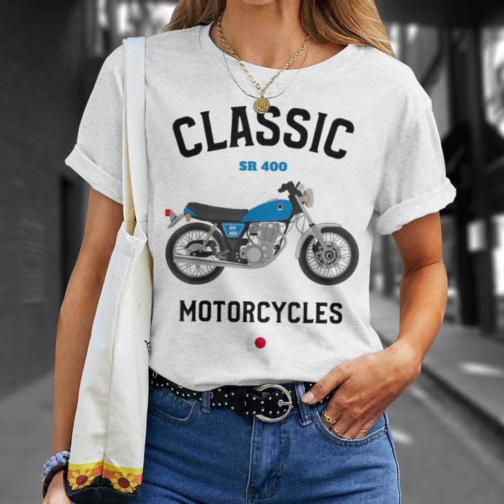 Sr 400 ブルー クラシックバイク モーターサイクリスト オートバイ Tシャツ 彼女への贈り物
