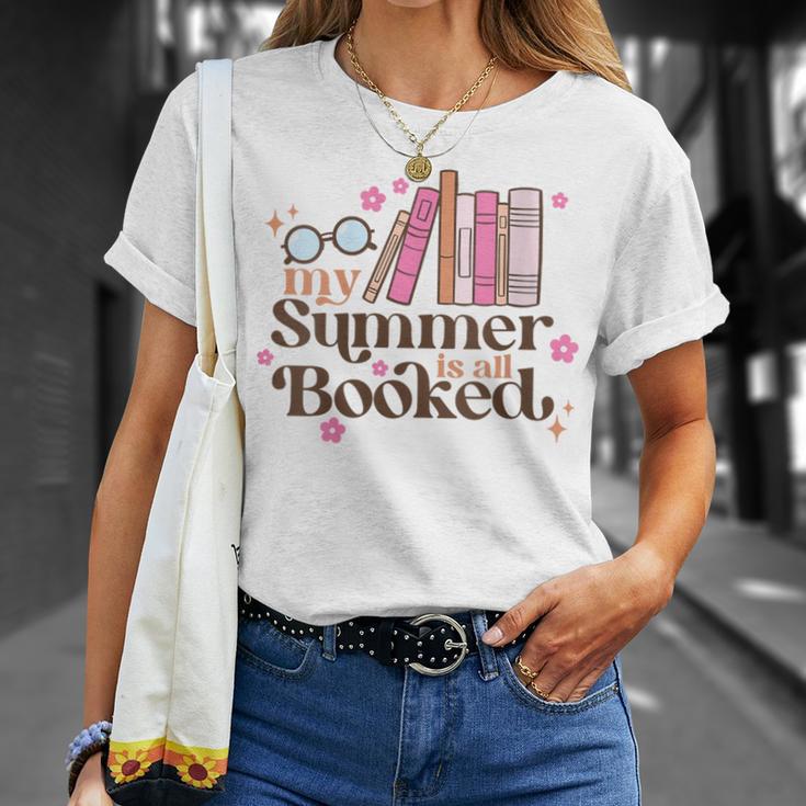 My Summer Is All Booked Retro Summer Book Lover Womens Girls T-Shirt Gifts for Her
