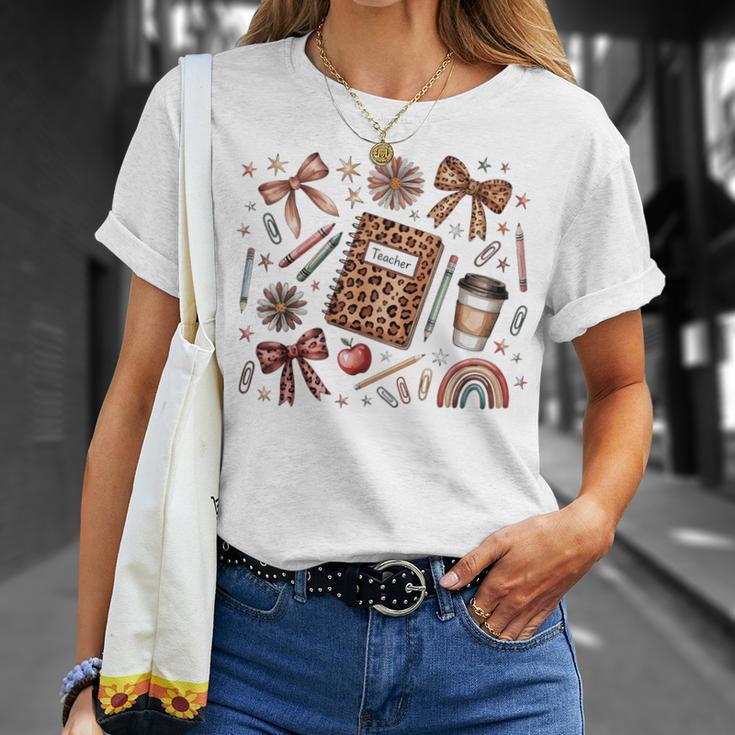 Teacher Coquette Bow Book First Day Of School Back To School T-Shirt Gifts for Her Teacher Coquette Bow Book First Day Of School Back To School T-Shirt Gifts for Her