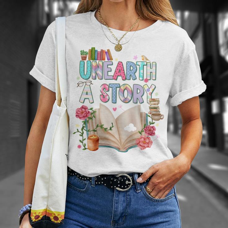 Unearth A Story Library Book Reading Program 2026 Summer T-Shirt Gifts for Her