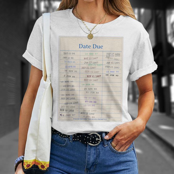 Vintage Library Due Date Card For Book Lovers Librarians T-Shirt Gifts for Her Vintage Library Due Date Card For Book Lovers Librarians T-Shirt Gifts for Her