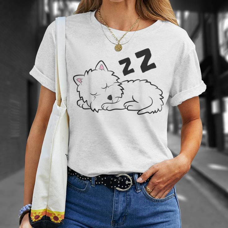 West Highland ホワイトテリア 犬 眠っているかわいいウェスティー Tシャツ 彼女への贈り物