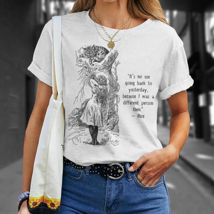 Women's Alice Adventures Wonderland Vintage Book Quote Lewis Carrol T-Shirt Gifts for Her Women's Alice Adventures Wonderland Vintage Book Quote Lewis Carrol T-Shirt Gifts for Her