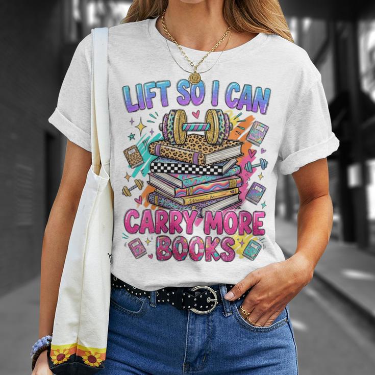 Women's Book Lover Fitness Mom Lifting Reading Humor Graphic T-Shirt Gifts for Her