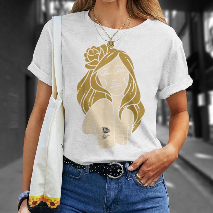 かわいいタトゥーガールファニーユニセックスデザインメンズレディースtシャツ Tシャツ 彼女への贈り物