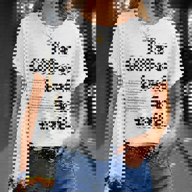 クリスチャン ジョン 3 16 18 Godo Loved The World 聖書の一節 長袖tシャツ Tシャツ 彼女への贈り物