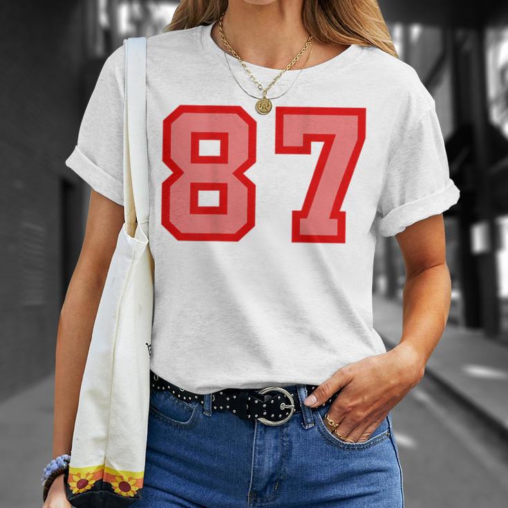 クールなレトロなレタリングジャージバック番号87 Eightyseven Tシャツ 彼女への贈り物