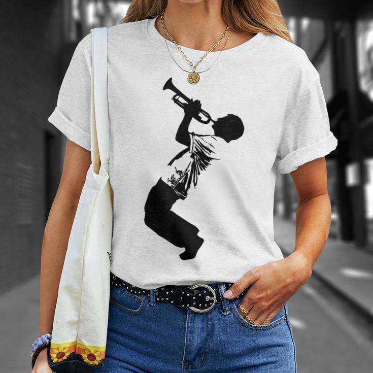 ジャズ&ブルースミュージシャン アーティスト トランペット ミュージックシルエット Tシャツ 彼女への贈り物