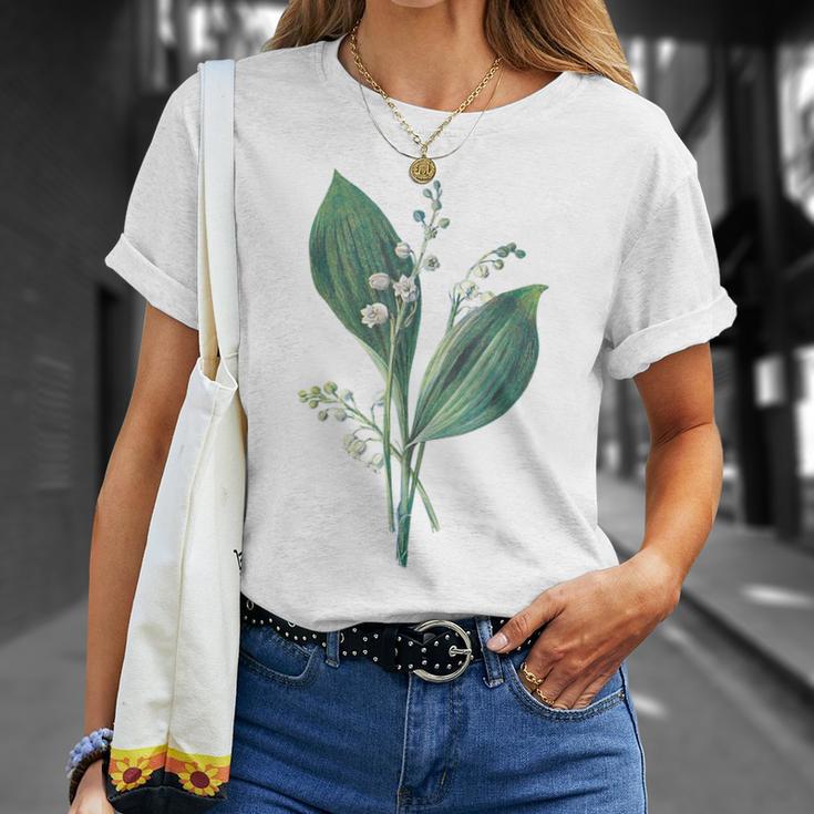 スズラン植物アートペインティングtシャツ Tシャツ 彼女への贈り物