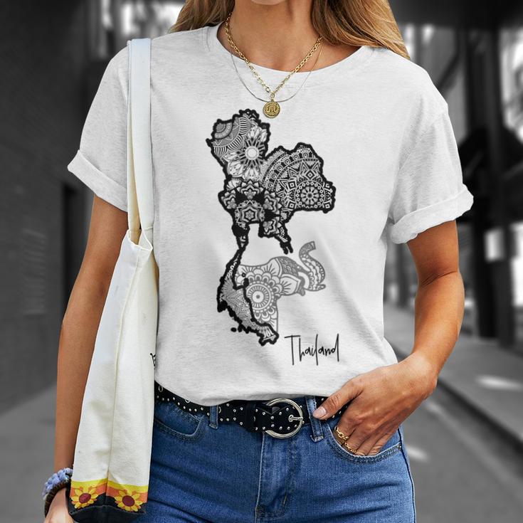 タイのマンダラ、タイの地図、象のマンダラ タイ Tシャツ 彼女への贈り物