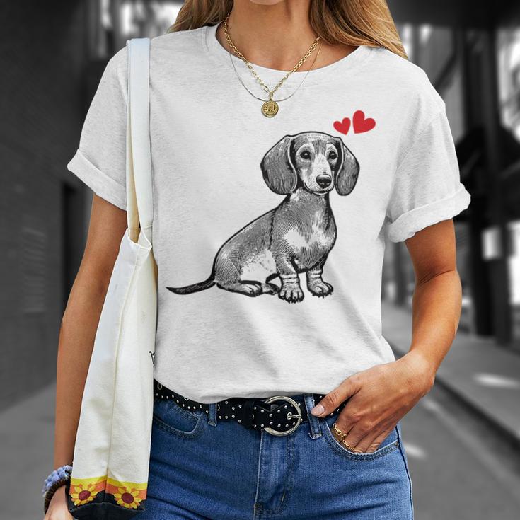 ダックスフンド かわいいダックスプリント 愛犬家グッズ Dachshund Tシャツ 彼女への贈り物