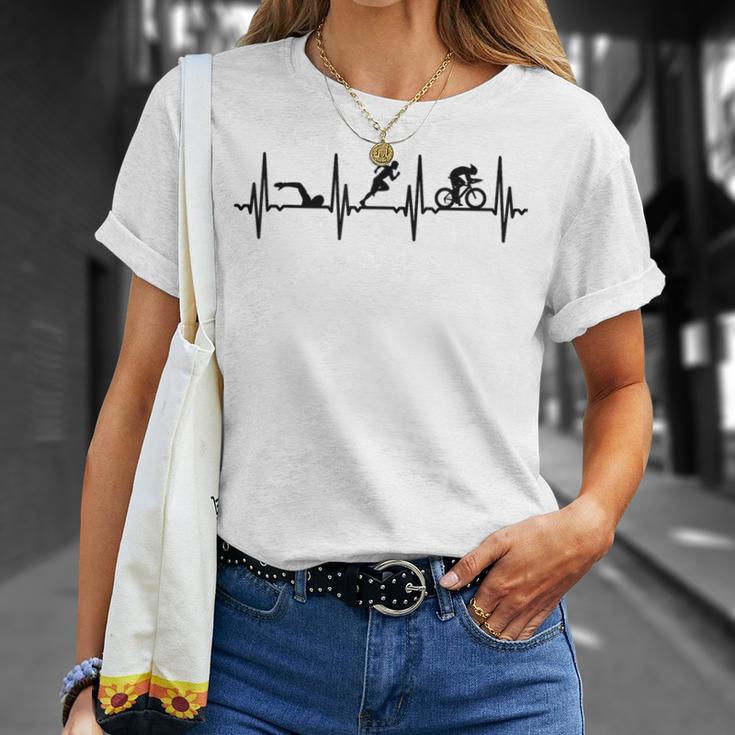 トライアスロンecgハートラインデザイン 頑張るトライアスリートのために Tシャツ 彼女への贈り物