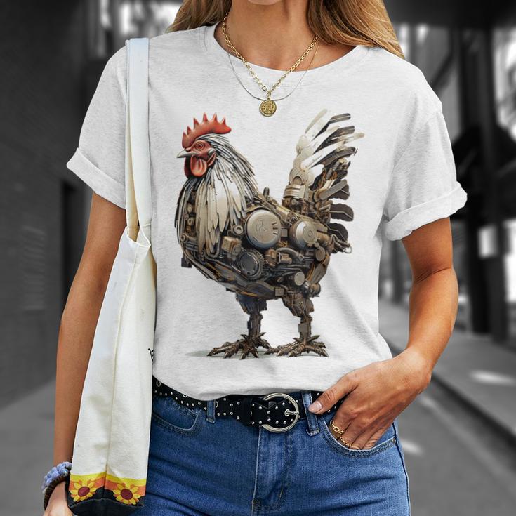 ニワトリ アニマルプリント 動物園 ロボット アートワーク 彫刻 ニワトリ Tシャツ 彼女への贈り物