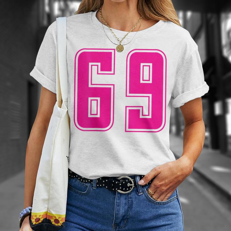 ピンク色背番号 69 チーム短大スポーツピンク色背番号付きユニフォーム Tシャツ 彼女への贈り物
