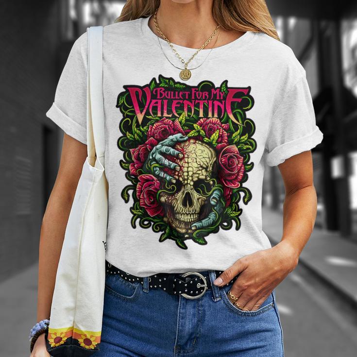 ファニー・ブレット、マイ・バレンタイン・スカル・ローゼズ、レッド・ブラッド・ホラー Tシャツ 彼女への贈り物