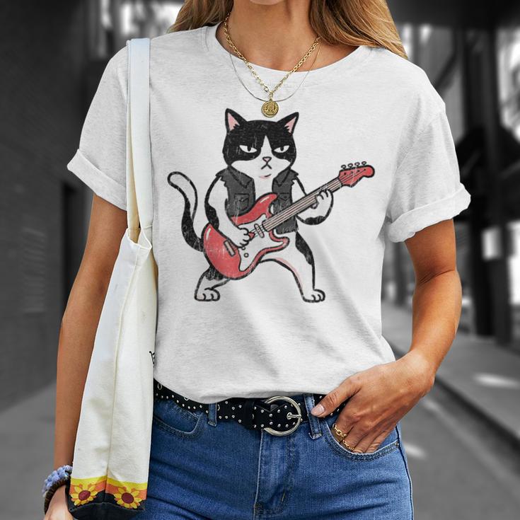 ベースギターを弾く 面白い ロック猫 バンド ミュージシャン ベーシスト 動物 Tシャツ 彼女への贈り物
