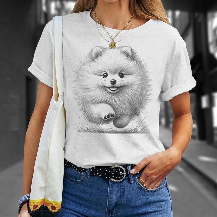 ポメラニアンポンポン犬のランニングデザインのアイデア Tシャツ 彼女への贈り物