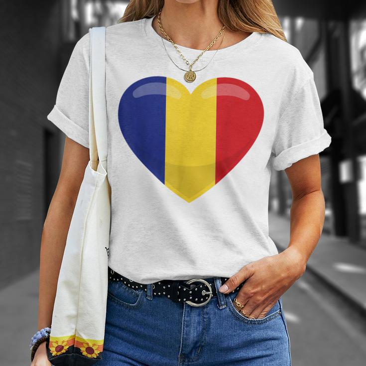 ルーマニアハートルーマニア国旗 Tシャツ 彼女への贈り物
