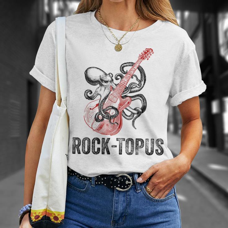 レトロ オクトパス クラーケン ギターを弾く Rock-Topus ギタリスト Tシャツ 彼女への贈り物
