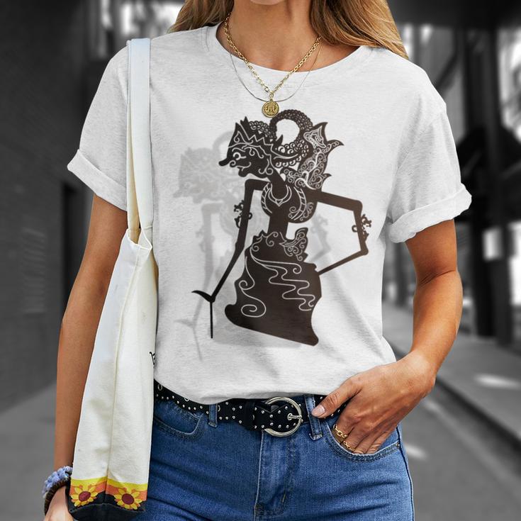 ワヤン インドネシア文化 人形 部族 Tシャツ 彼女への贈り物