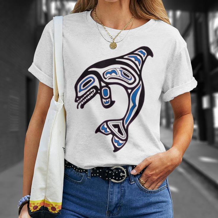 太平洋北西部シャチクジラ ネイティブアメリカン インディアンアート Tシャツ 彼女への贈り物