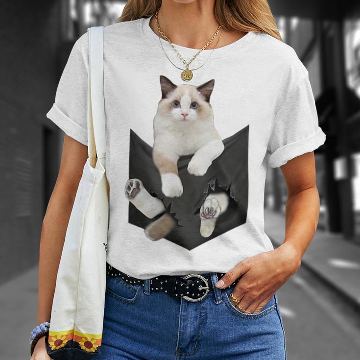 猫好き ラグドール 猫 ポケット入り Tシャツ 彼女への贈り物