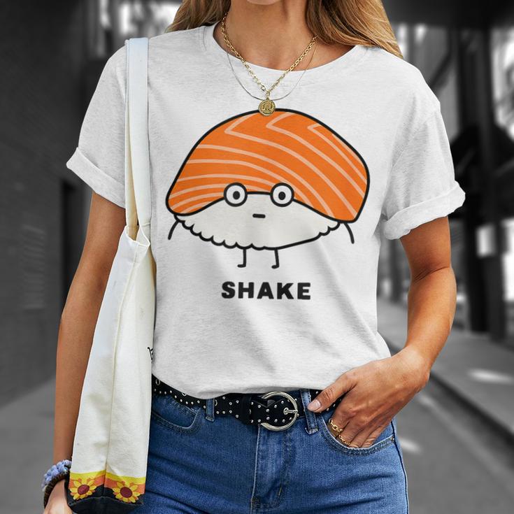 鮭 サーモン 握り寿司 顔 イラスト かわいい おもしろ 面白い 簡単 シンプル ゆるい ネタ 寿司 Tシャツ 彼女への贈り物