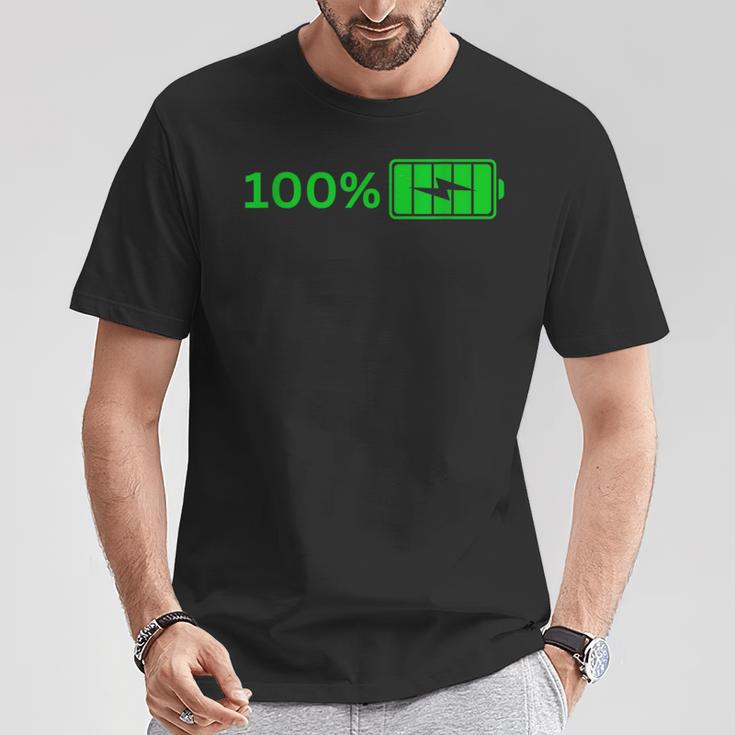 100バッテリー – 100バッテリー I おもしろい 高エネルギーパーセント Tシャツ 面白い贈り物