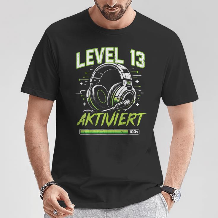 13 Geburtstag Jungenideo Gamer Level 13 Aktiviert Junge T-Shirt Lustige Geschenke