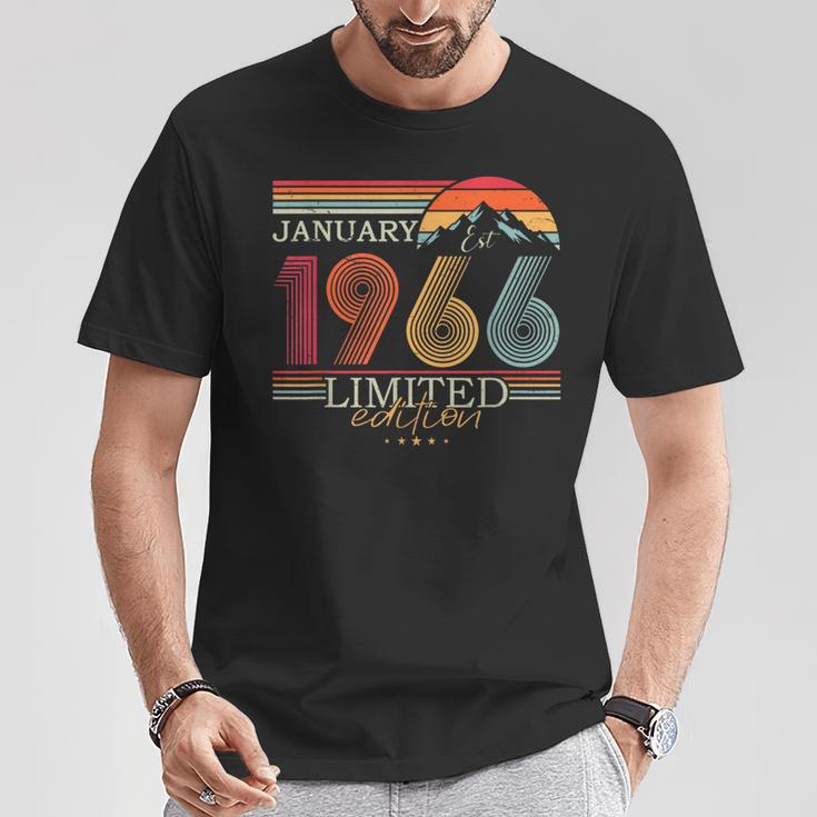 1966年1月生まれ 還暦祝い 60歳 誕生日 ヴィンテージ レトロ 1966 ギフト 男性 女性 Tシャツ 面白い贈り物